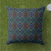 Southwestern Symmetrical Tiled Pattern Line Art O アウトドアクッション (芝生)