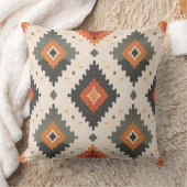 Southwestern Terracotta and Charcoal Diamond クッション (ブランケット)