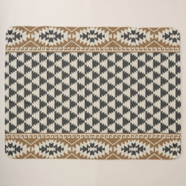 Southwestern Tribal Black Cream Tan Aztec シェルパブランケット