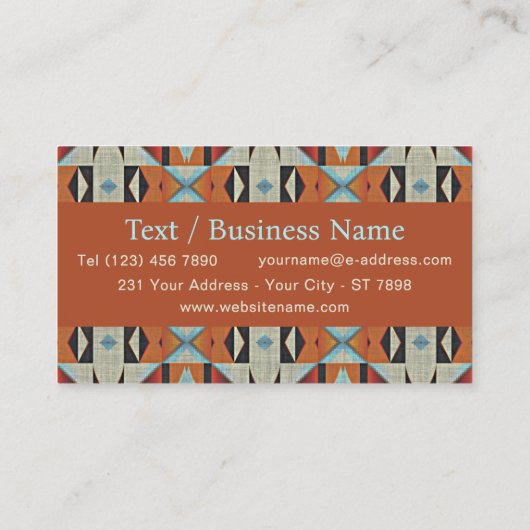 Southwestern Tribal Pattern Inspired Custom 名刺 (裏面)