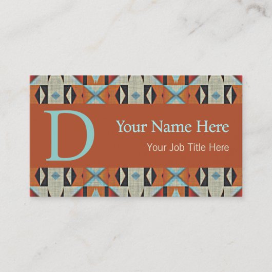 Southwestern Tribal Pattern Inspired Custom 名刺 (正面)