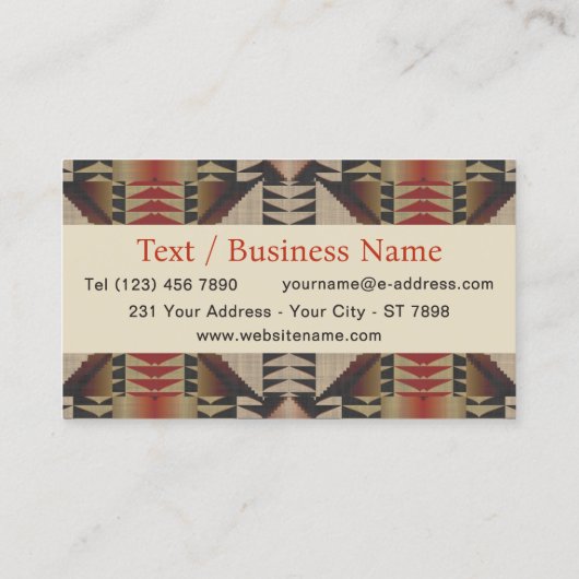 Southwestern Tribal Pattern Inspired Custom 名刺 (裏面)