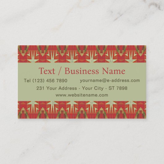 Southwestern Tribal Pattern Inspired Custom 名刺 (裏面)