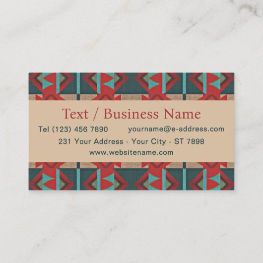 Southwestern Tribal Pattern Inspired Custom 名刺 (裏面)