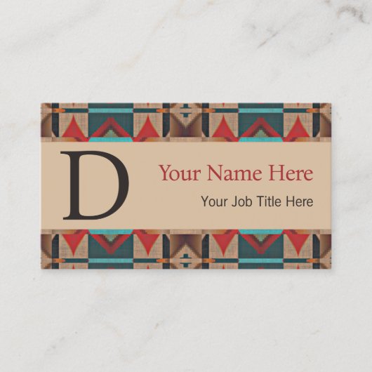 Southwestern Tribal Pattern Inspired Custom 名刺 (正面)