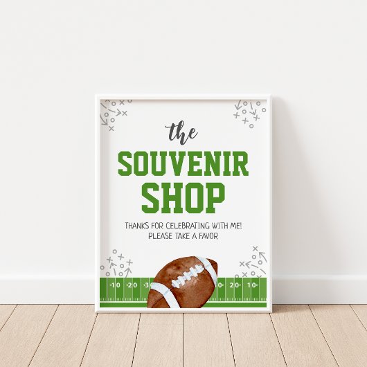 Souvenir Shop Football Birthday Favors Sign ポスター