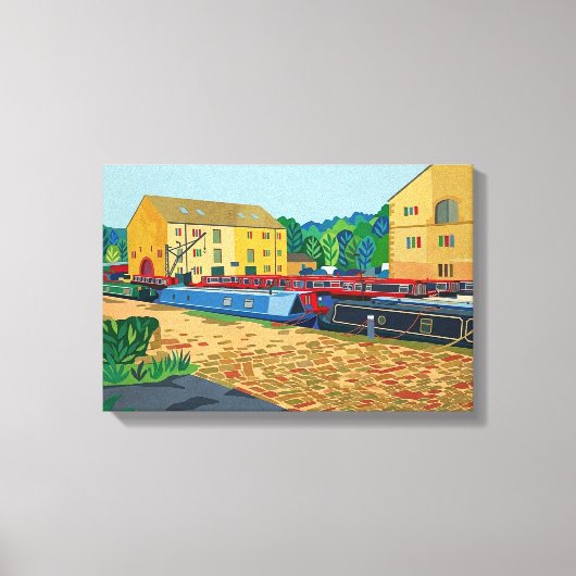 Sowerby Bridge Canal Basin アート キャンバスプリント (正面)