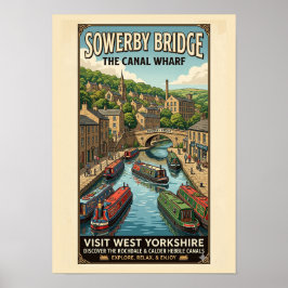Sowerby Bridge Canal Wharf トラベルポスター ポスター
