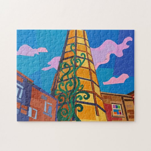 Sowerby Bridge Carlton Millの煙突アート ジグソーパズル (横)