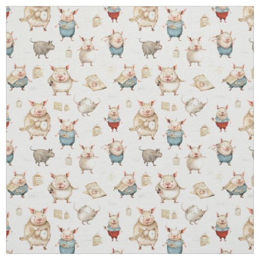 Sowful Delight: Whimsy Pig ファブリック (見本)