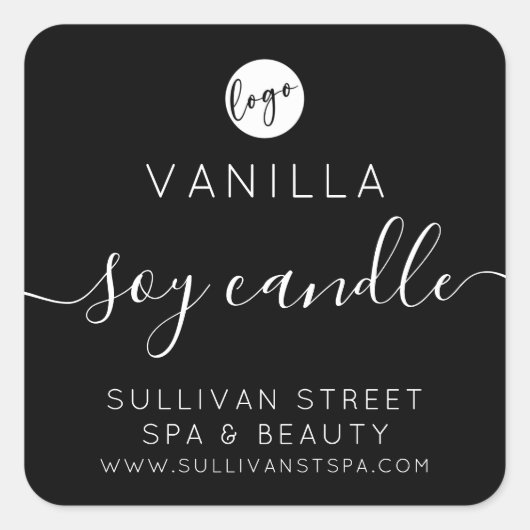 Soy Candleラベル |ロゴを黒に追加 スクエアシール (正面)