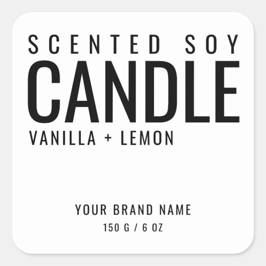Soy Candle包装化粧品白ラベル スクエアシール (正面)