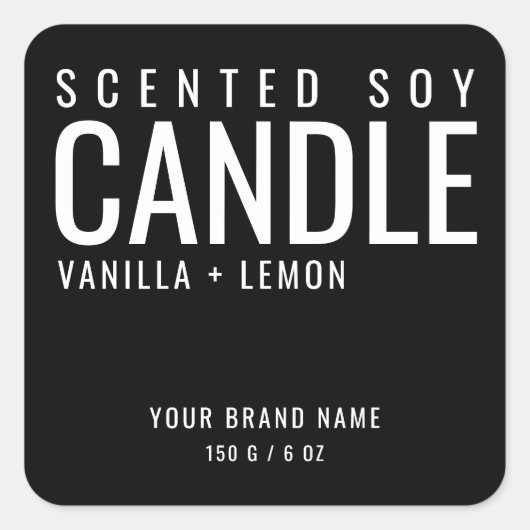 Soy Candle包装化粧品黒ラベル スクエアシール (正面)