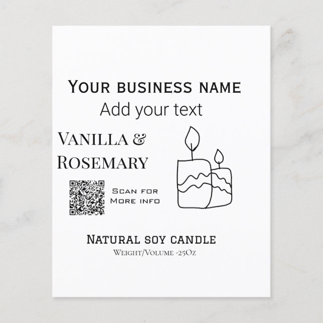 Soy candle business add q r code business name tex (正面)