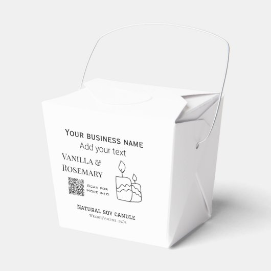 Soy candle business add q r code business name tex フェイバーボックス (正面サイド)