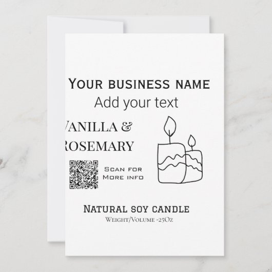 Soy candle business add q r code business name tex 招待状 (正面)