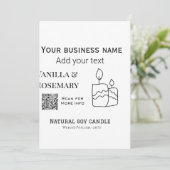 Soy candle business add q r code business name tex 招待状 (スタンド正面)