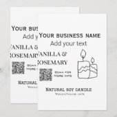 Soy candle business add q r code business name tex 招待状 (正面/裏面)