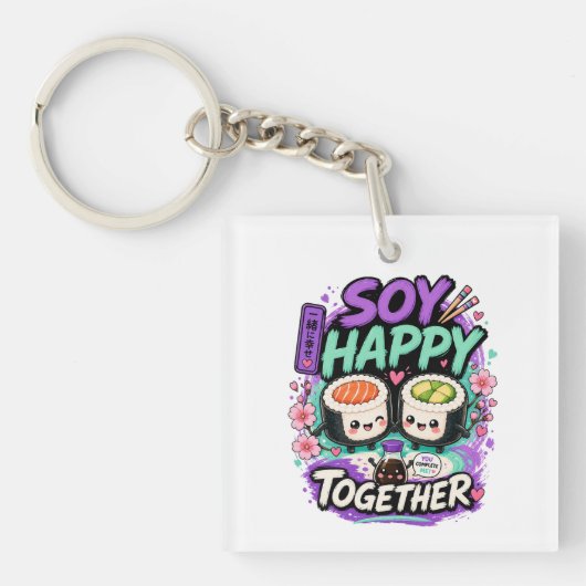 Soy Happy Together – かわいい寿司カップル キーホルダー (正面)