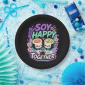 Soy Happy Together – かわいい寿司カップル ペーパープレート (パーティー)