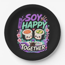 Soy Happy Together – かわいい寿司カップル ペーパープレート