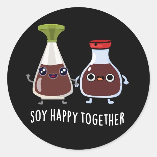 Soy Happy Together Soy Sauce Pun Dark BG ラウンドシール (正面)