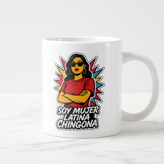 Soy Mujerラテンアメリカ系女性Chingona-はっきりした Formedラテンアメリカ系女 ジャンボコーヒーマグカップ (右)