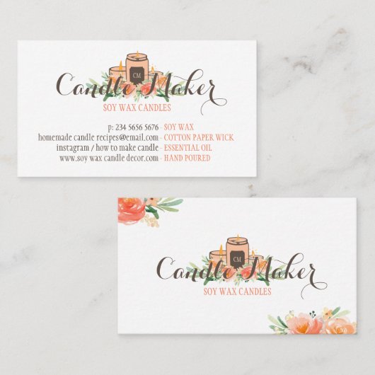 Soy Wax Candle手作りのカスタマイズ可能な職人 名刺 (正面/裏面)