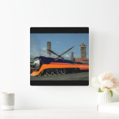 SP 4-8-4の"日光"機関車#4449_Trains スクエア壁時計 (ホーム)