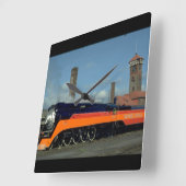 SP 4-8-4の"日光"機関車#4449_Trains スクエア壁時計 (傾斜)