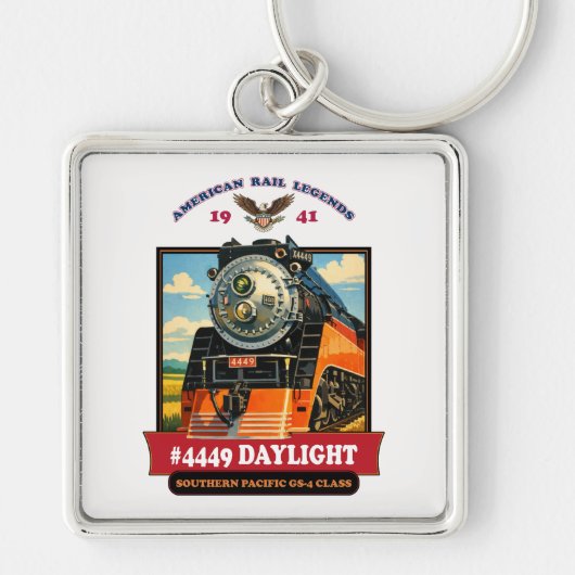 SP GS-4 Daylight 4449 Steam Locomotive Retro Print キーホルダー (正面)
