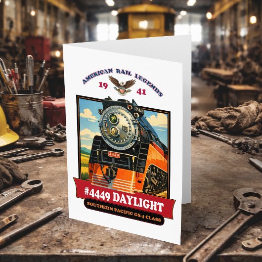 SP GS-4 Daylight 4449 Steam Locomotive Retro Print サンキューカード