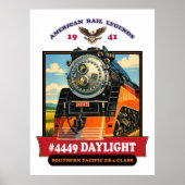 SP GS-4 Daylight 4449 Steam Locomotive Retro Print ポスター (正面)