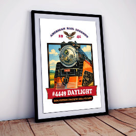SP GS-4 Daylight 4449 Steam Locomotive Retro Print ポスター
