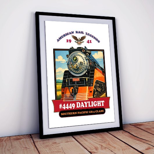 SP GS-4 Daylight 4449 Steam Locomotive Retro Print ポスター