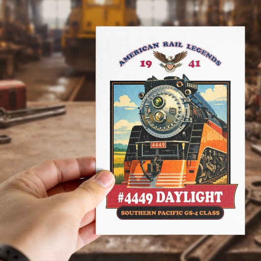SP GS-4 Daylight 4449 Steam Locomotive Retro Print ポストカード