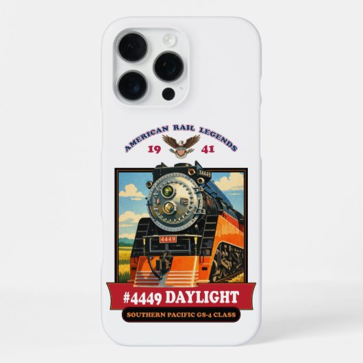 SP GS-4 Daylight 4449 Steam Locomotive Retro Print iPhoneケース (裏面)