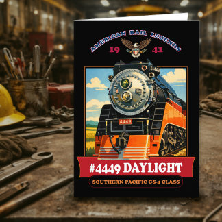 SP GS-4 Daylight Steam Locomotive Vintage Poster サンキューカード