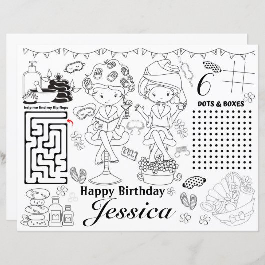 Spa birthday party activity coloring games (正面/裏面)