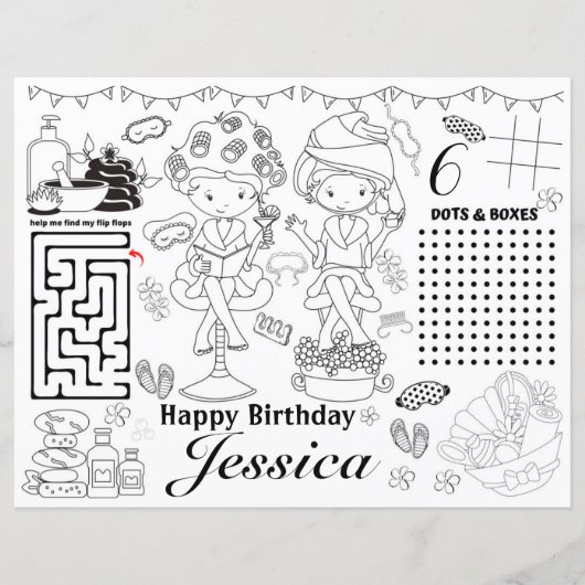 Spa birthday party activity coloring games (正面)