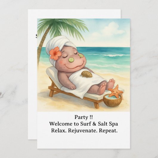 Spa by the beach with Hippo 招待状 (正面/裏面)