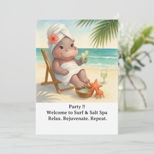 Spa by the beach with Hippo  Invitation 招待状 (スタンド正面)