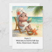 Spa by the beach with Hippo  Invitation 招待状 (正面/裏面)