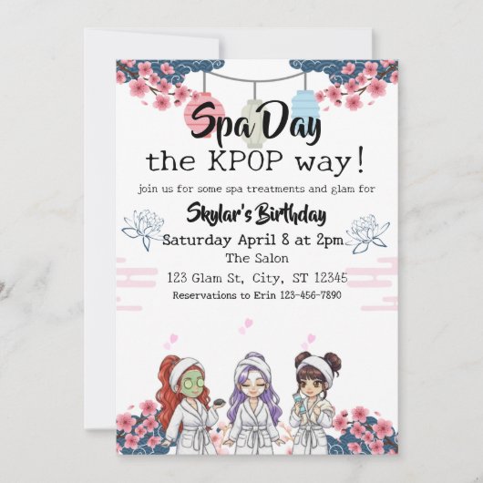 Spa Day the KPOP Way birthday 招待状 (正面)