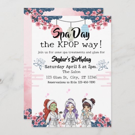 Spa Day the KPOP Way birthday 招待状 (正面/裏面)