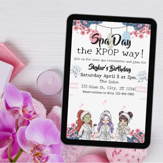 Spa Day the KPOP Way birthday 招待状