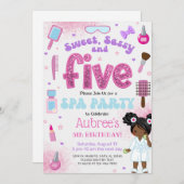 SPA, girl 5th birthday party invite, 5 year old. 招待状 (正面/裏面)