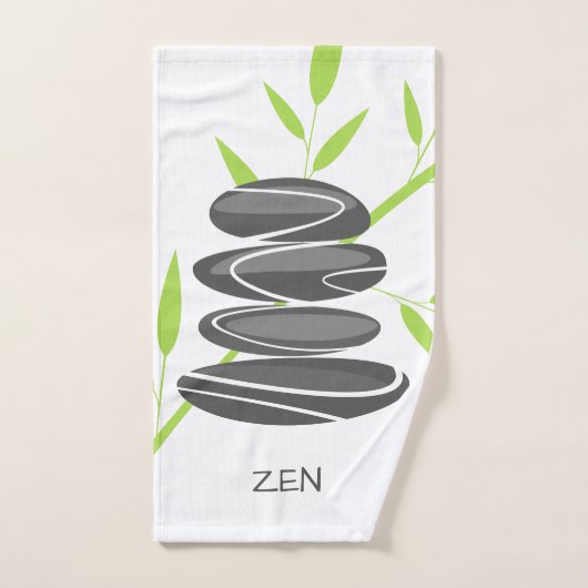Spa hand towel with stacked pebble stones design ハンドタオル (ハンドタオル)