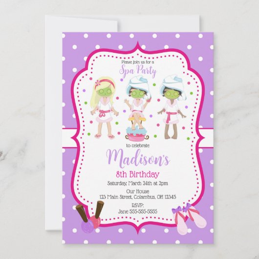 Spa Makeup Birthday Party Invitation 招待状 (正面)