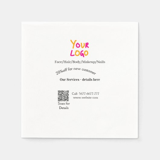 Spa massage salon discount offer services contact  スタンダードカクテルナプキン (正面)